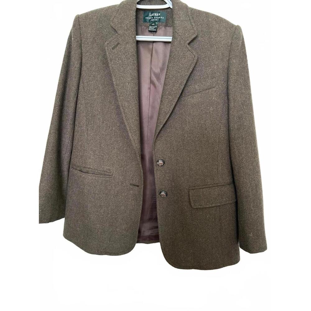 Sold - Lauren Ralph Lauren Petite Women's Brown Wool Blend Blazer Jacket Size 8P